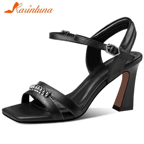 genuine leather female party elegant sandals open toe buckle strap high heel women solid shoes, Black
genuine leather female party elegant sandals open toe buckle strap high heel women solid shoes, Black
