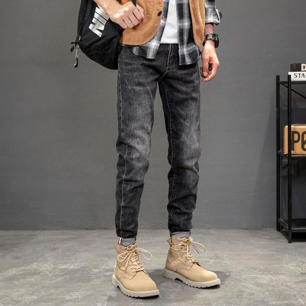 men's jeans ly designer fashion men elastic retro black gray slim ripped korean style vintage casual denim pencil pants, Blue
men's jeans ly designer fashion men elastic retro black gray slim ripped korean style vintage casual denim pencil pants, Blue