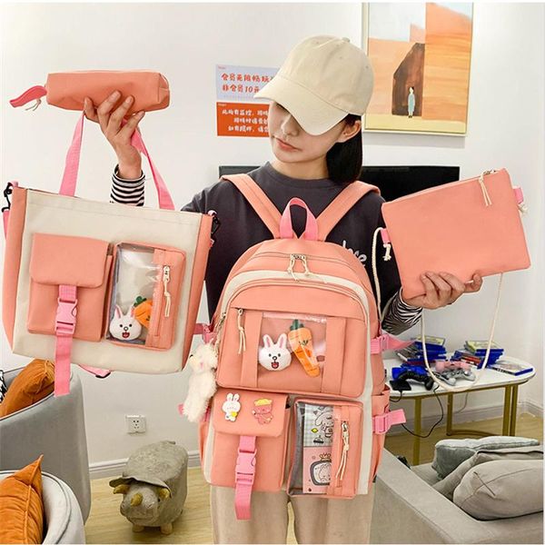 school bags 4set kawaii japanese for teenage girls kids travel shoulder women's large capacity backpack high student
school bags 4set kawaii japanese for teenage girls kids travel shoulder women's large capacity backpack high student