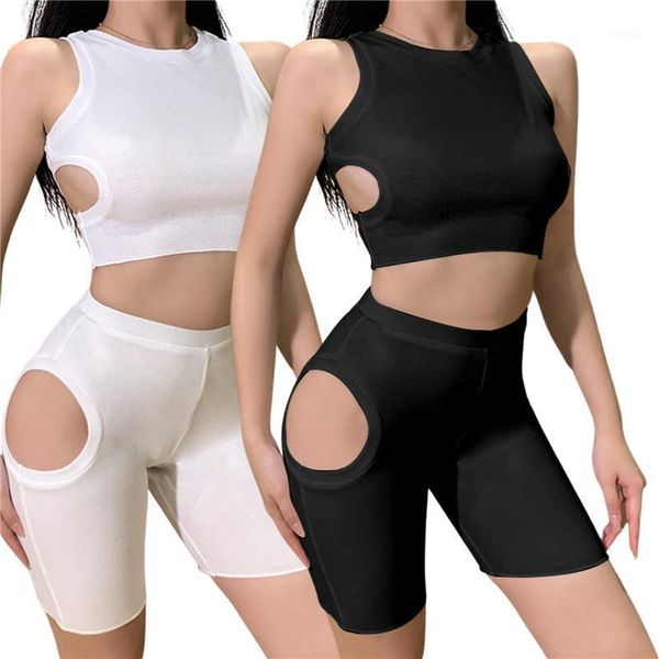 women's tracksuits 2 piece summer outfits sleeveless cut out rib knit crop tank + shorts set, Gray
women's tracksuits 2 piece summer outfits sleeveless cut out rib knit crop tank + shorts set, Gray
