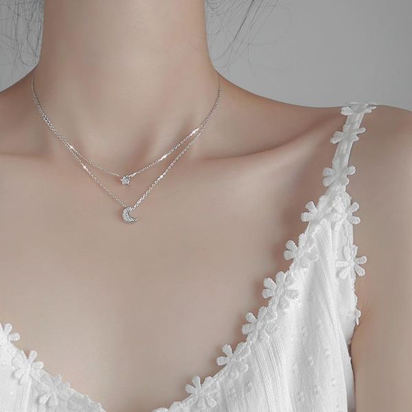 chains yaologe 925 sterling silver necklace double star moon zircon simple elegant clavicle chain ladies jewelry gift
chains yaologe 925 sterling silver necklace double star moon zircon simple elegant clavicle chain ladies jewelry gift