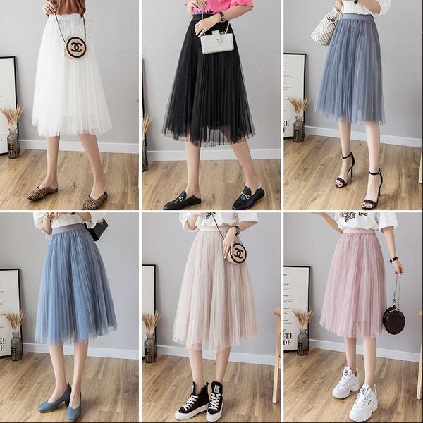 tulle korean elastichigh waist mesh women skirts midi pleated black pink white
tulle korean elastichigh waist mesh women skirts midi pleated black pink white