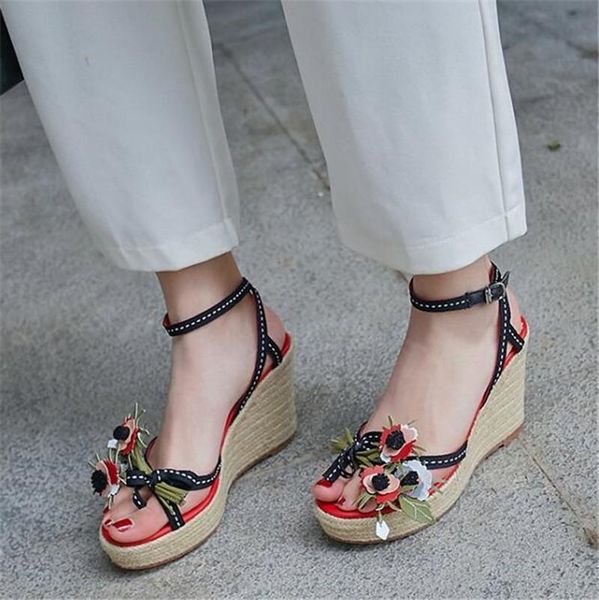 design handmade flower women sandals kid suede ankle strap party wedding dress evening shoes wedge high heels platform, Black
design handmade flower women sandals kid suede ankle strap party wedding dress evening shoes wedge high heels platform, Black