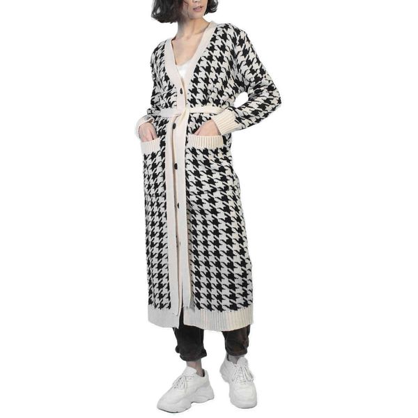 women's sweaters hirigin female cardigan houndstooth impression long sleeve wrap jacket with pockets and waistband sweatshirt for fall, White;black
women's sweaters hirigin female cardigan houndstooth impression long sleeve wrap jacket with pockets and waistband sweatshirt for fall, White;black