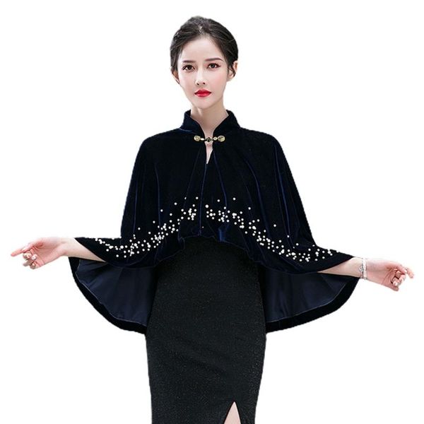 women vintage velvet shawl wrap stand collar pearl beading cape cover up shrug a69c neck ties, Blue;purple
women vintage velvet shawl wrap stand collar pearl beading cape cover up shrug a69c neck ties, Blue;purple