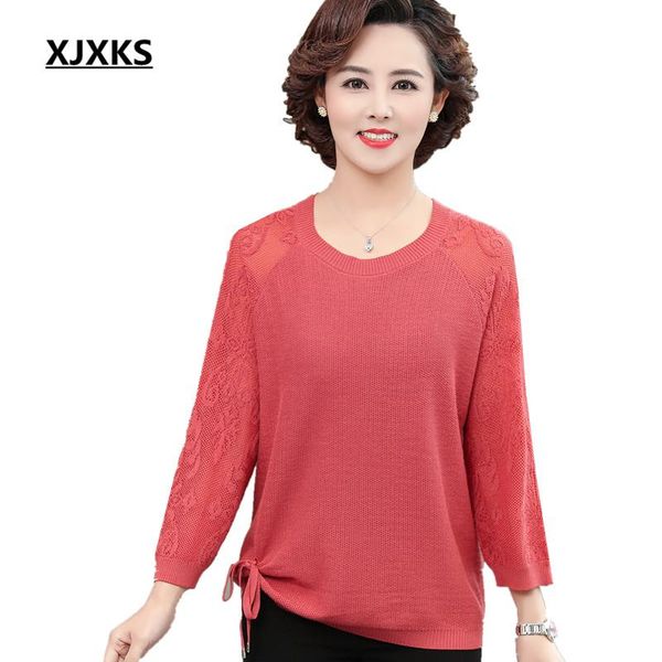 women's sweaters xjxks 2021 autumn casual women thin sweater fashion tie round neck nine-point sleeve knitted pullover, White;black
women's sweaters xjxks 2021 autumn casual women thin sweater fashion tie round neck nine-point sleeve knitted pullover, White;black