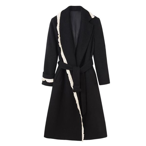 women's wool & blends 2021 autumn winter women's coats patchwork ruffles trendy lady outerwear long sleeve vintage female overcoats, Black
women's wool & blends 2021 autumn winter women's coats patchwork ruffles trendy lady outerwear long sleeve vintage female overcoats, Black