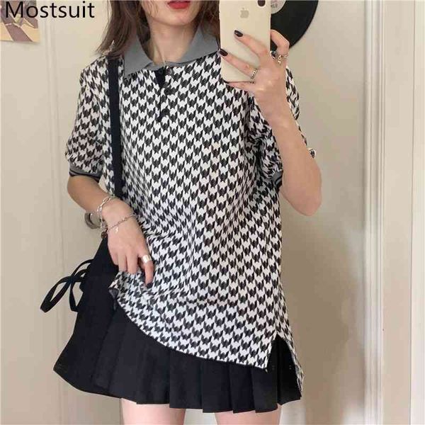 autumn houndstooth korean knitted t shirts women short sleeve turn-down collar casual fashion pullovers tees t-shirts 210518, White
autumn houndstooth korean knitted t shirts women short sleeve turn-down collar casual fashion pullovers tees t-shirts 210518, White