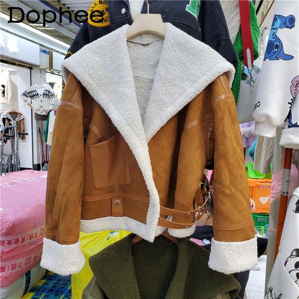 women's leather & faux 2021 fall winter pu coat women korean fashion all-match shawl belt thick velvet padded warm cotton-padded parka, Black
women's leather & faux 2021 fall winter pu coat women korean fashion all-match shawl belt thick velvet padded warm cotton-padded parka, Black