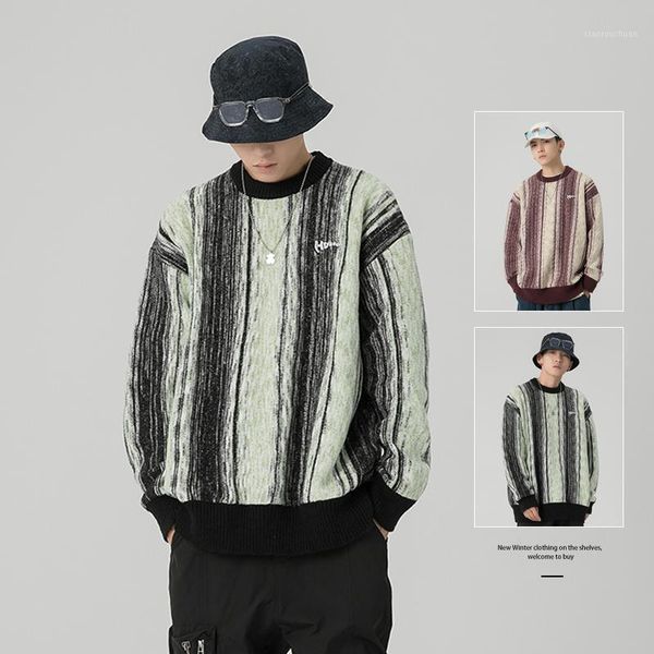 men's sweaters vintage striped sweater autumn long sleeve oversized knitted hip hop couple winter pullover, White;black
men's sweaters vintage striped sweater autumn long sleeve oversized knitted hip hop couple winter pullover, White;black