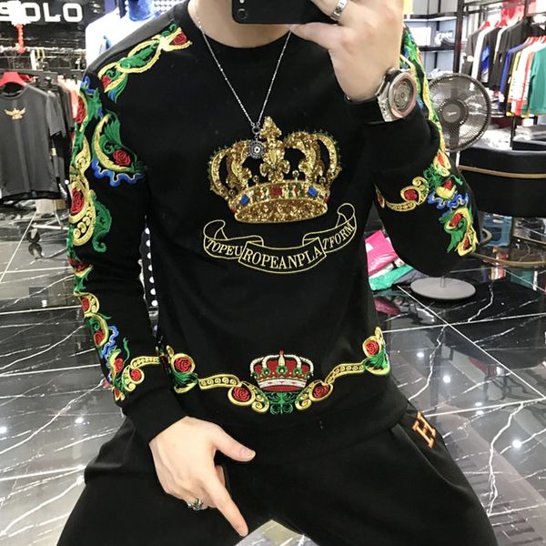 men's hoodies & sweatshirts luxo ouro preto bordado lantejoulas coroa sweatshirts masculino sudadera hombre barroco clube outwear suor, Black
men's hoodies & sweatshirts luxo ouro preto bordado lantejoulas coroa sweatshirts masculino sudadera hombre barroco clube outwear suor, Black