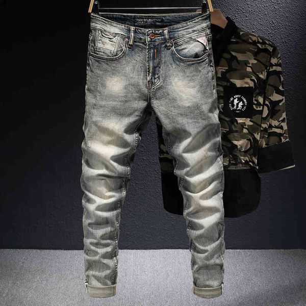 jeans italian style fashion men jeans retro wash elastic cotton slim fit ripped denim trousers vintage designer pants, Blue
jeans italian style fashion men jeans retro wash elastic cotton slim fit ripped denim trousers vintage designer pants, Blue