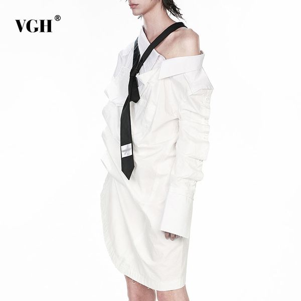 vgh white asymmetrical shirt dress for women diagonal collar long sleeve one off shoulder ruched slim dresses female spring 210421, Black;gray
vgh white asymmetrical shirt dress for women diagonal collar long sleeve one off shoulder ruched slim dresses female spring 210421, Black;gray