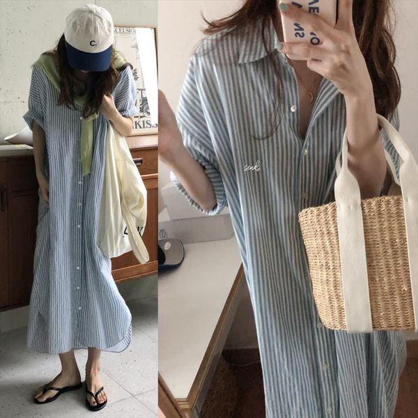 summer vitnage cozy long striped women dresses shirt oversized single breasted maxi sundress batwing sleeve, Black;gray
summer vitnage cozy long striped women dresses shirt oversized single breasted maxi sundress batwing sleeve, Black;gray