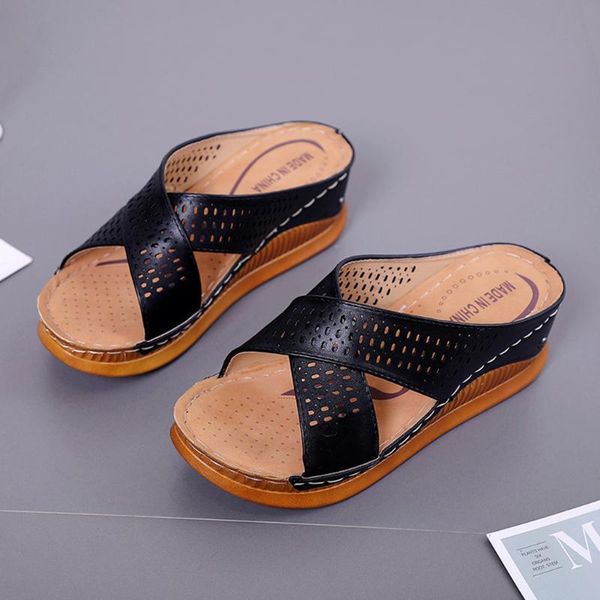 women's fashion casual hollow out high heels thick platforms shoes slippers summer non-slip lightweight, Black
women's fashion casual hollow out high heels thick platforms shoes slippers summer non-slip lightweight, Black