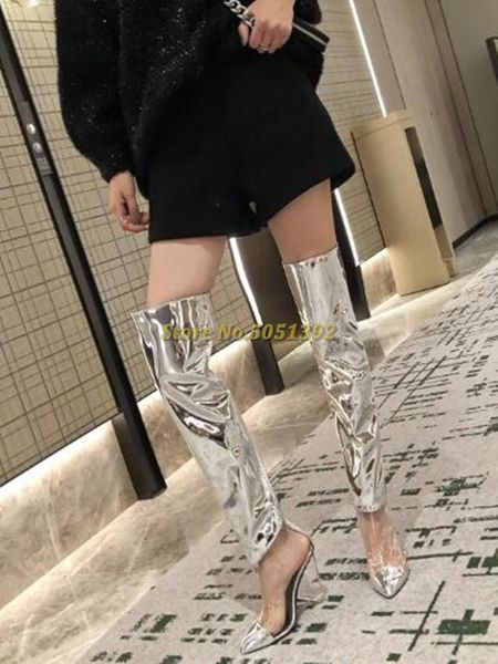 boots patchwork pvc fashion thigh high woman transparent chunky spike heels over the knee long clear, Black
boots patchwork pvc fashion thigh high woman transparent chunky spike heels over the knee long clear, Black