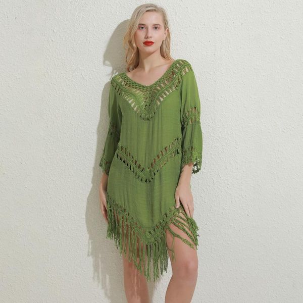 women's swimwear 2021 hollow out beach dress tassel cover ups tunic swimsuit tropical beachwear black backless summer, White;black
women's swimwear 2021 hollow out beach dress tassel cover ups tunic swimsuit tropical beachwear black backless summer, White;black
