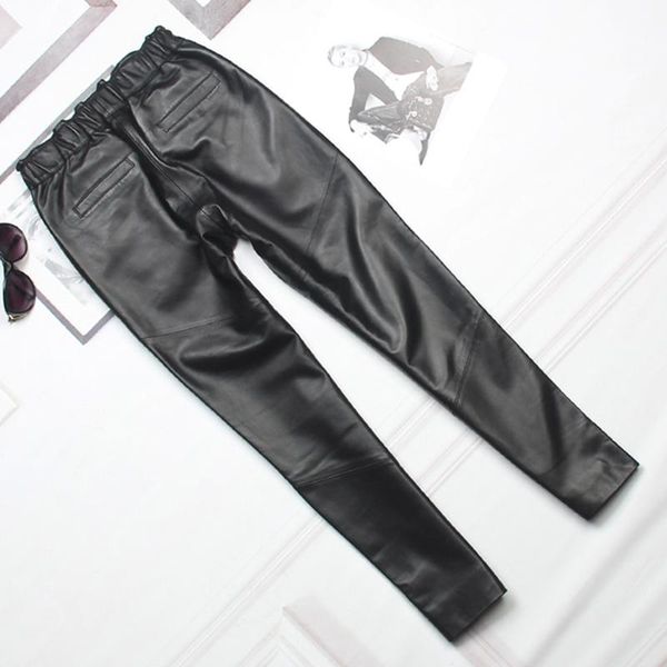women's pants & capris 2021 real leather women elastic waist slim genuine lambskin trousers female autumn lady harem pencil pan, Black;white
women's pants & capris 2021 real leather women elastic waist slim genuine lambskin trousers female autumn lady harem pencil pan, Black;white