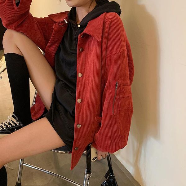 women's jackets alien kitty women corduroy jacket korean bf solid long sleeve clothes fashion streetwear loose casual vintage coat outw, Black;brown
women's jackets alien kitty women corduroy jacket korean bf solid long sleeve clothes fashion streetwear loose casual vintage coat outw, Black;brown