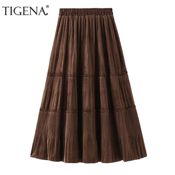tigena autumn winter velvet long skirt women korean casual a line high waist pleated mid-length brown female ladies 211119, Black
tigena autumn winter velvet long skirt women korean casual a line high waist pleated mid-length brown female ladies 211119, Black