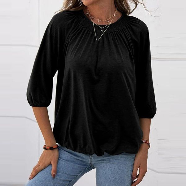 women's blouses & shirts plus size fashion womens and women solid round neck middle sleeve casual loose vetement femme 2021, White
women's blouses & shirts plus size fashion womens and women solid round neck middle sleeve casual loose vetement femme 2021, White