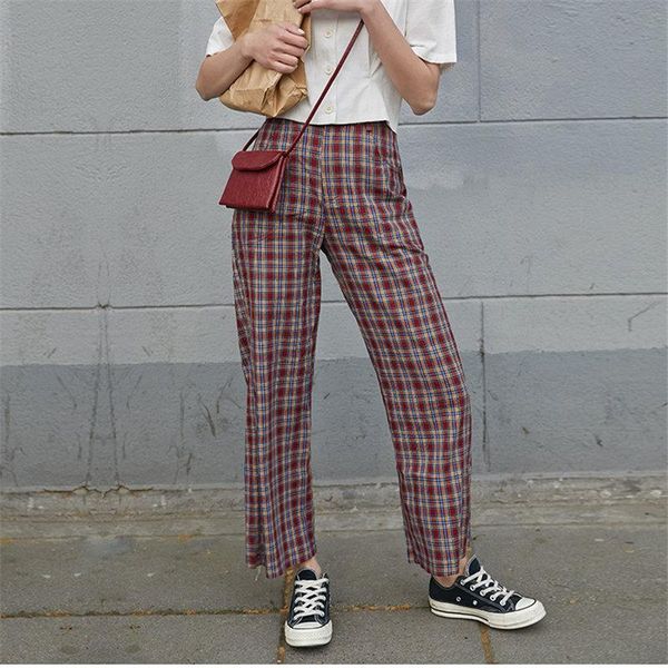 women's pants & capris alien kitty straight brief chic high waist plaid red 2021 plus slender loose women casual ankle-length trousers, Black;white
women's pants & capris alien kitty straight brief chic high waist plaid red 2021 plus slender loose women casual ankle-length trousers, Black;white