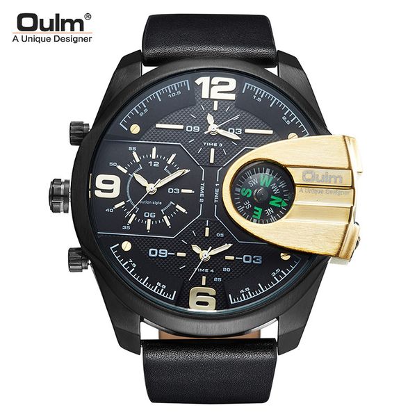 watch oulm oulum men's large dial multi time zone casual leather compass, Slivery;brown
watch oulm oulum men's large dial multi time zone casual leather compass, Slivery;brown