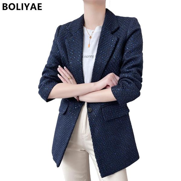 women's suits & blazers boliyae autumn and winter blue women blazer fashion white suit coat temperament long sleeve sequins jacket oute, White;black
women's suits & blazers boliyae autumn and winter blue women blazer fashion white suit coat temperament long sleeve sequins jacket oute, White;black
