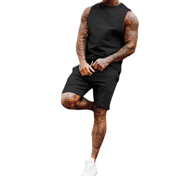 men's tracksuits sleeveless vest shorts suit 2021 summer outdoor sports solid color two-piece clothing tracksuit men, Gray
men's tracksuits sleeveless vest shorts suit 2021 summer outdoor sports solid color two-piece clothing tracksuit men, Gray