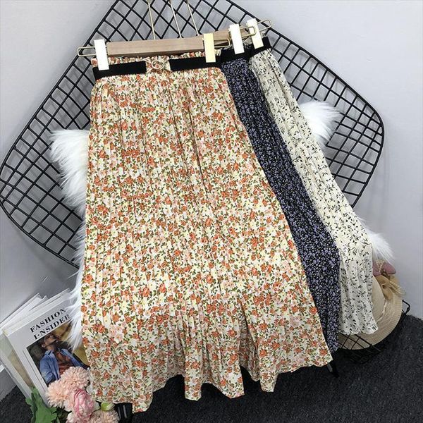 flowers pleated summer preppy style women skirts high waist floral chiffon including belt fashionable midi calf faldas, Black
flowers pleated summer preppy style women skirts high waist floral chiffon including belt fashionable midi calf faldas, Black