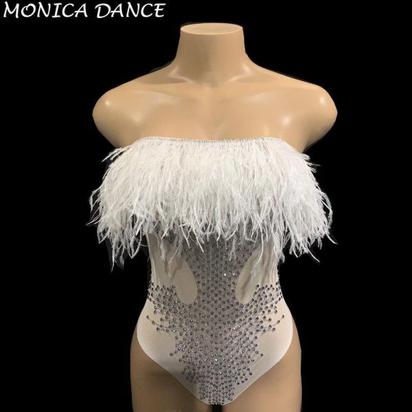 women stage white feather bust rhinestones bodysuit female singer show wear birthday celebrate dance women's jumpsuits & rompers, Black;white
women stage white feather bust rhinestones bodysuit female singer show wear birthday celebrate dance women's jumpsuits & rompers, Black;white