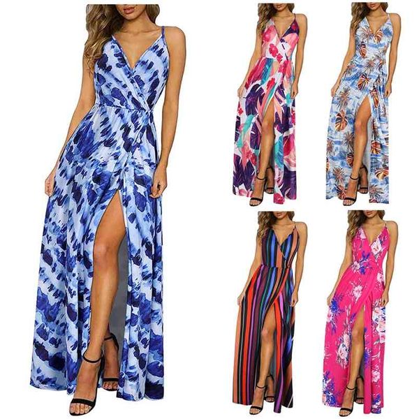 summer office lady blue mid-waist print long dress suspender women sleeveless split boho style maxi sundress 210517, Black;gray
summer office lady blue mid-waist print long dress suspender women sleeveless split boho style maxi sundress 210517, Black;gray