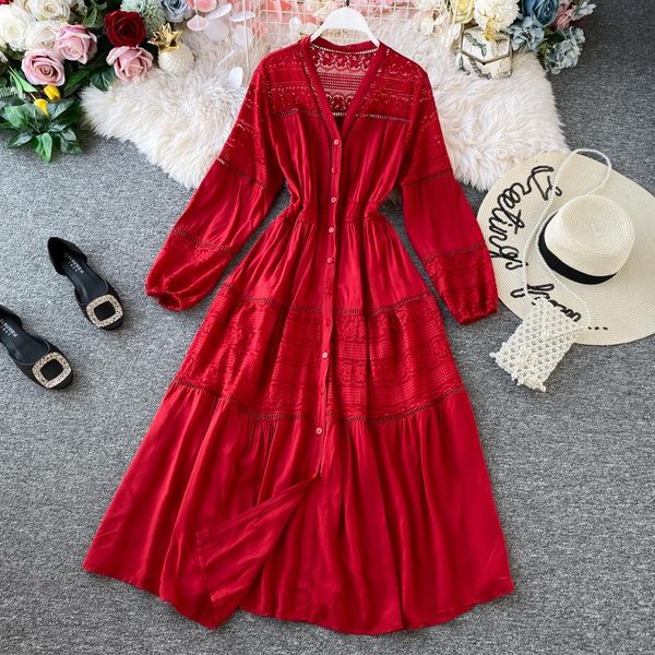 casual dresses 2021 spring summer women single breasted dress female vintage elegant a-line lace patchwork v-neck lantern sleeve long b82, Black;gray
casual dresses 2021 spring summer women single breasted dress female vintage elegant a-line lace patchwork v-neck lantern sleeve long b82, Black;gray