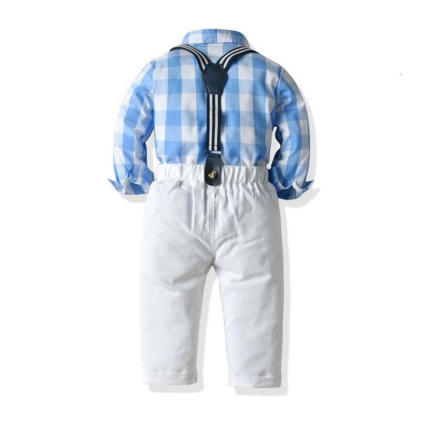 ins autumn children's wear boys' plaid long sleeve bow tie shirt suspenders children's two piece suit, Blue
ins autumn children's wear boys' plaid long sleeve bow tie shirt suspenders children's two piece suit, Blue