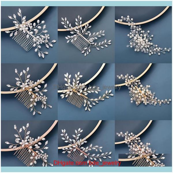 

hair jewelry jewelryhair clips & barrettes sier color gold rose tiaras combs wedding aessories handmade crystal pearls hairbands women drop, Golden;silver