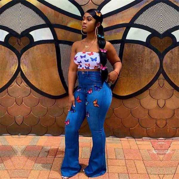 tsuretobe butterfly embroidery flare jeans women vintage high waist bell bottom party stretch denim wide leg pants female 210915, Blue
tsuretobe butterfly embroidery flare jeans women vintage high waist bell bottom party stretch denim wide leg pants female 210915, Blue