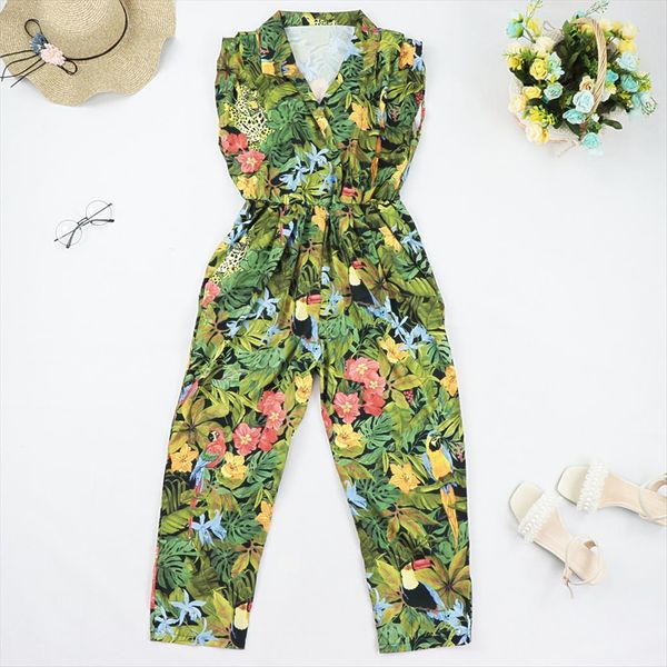 tropical flower leaves print siamese women jumpsuit sleevelss casual elastic waist pocket trousers za, Black;white
tropical flower leaves print siamese women jumpsuit sleevelss casual elastic waist pocket trousers za, Black;white