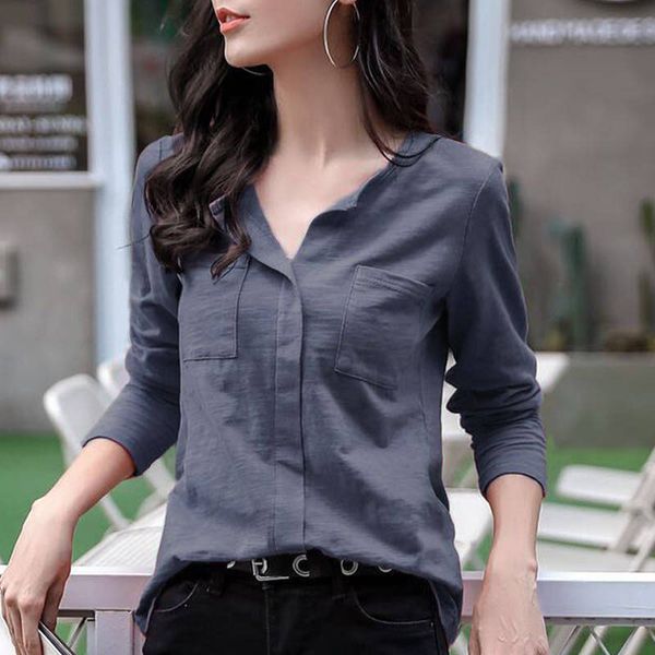 95% cotton women spring summer style blouses shirts lady casual stand collar long sleeve blusas with pockets dd2301, White
95% cotton women spring summer style blouses shirts lady casual stand collar long sleeve blusas with pockets dd2301, White