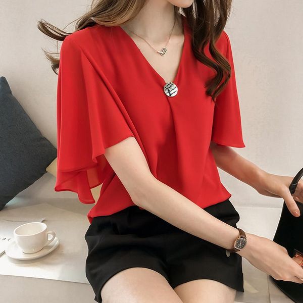 summer large size chiffon shirt womens loose-fit flounced sleeves shirts slimming short sleeve base /40 women's blouses &, White
summer large size chiffon shirt womens loose-fit flounced sleeves shirts slimming short sleeve base /40 women's blouses &, White