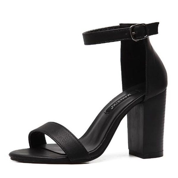 office summer women sandals narrow band vintage high heels round toe pu 9cm thick buckle strap shoes size 35-42, Black
office summer women sandals narrow band vintage high heels round toe pu 9cm thick buckle strap shoes size 35-42, Black