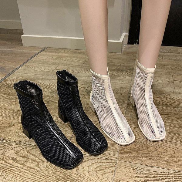 boots 2021 cool leather mesh zipper female pumps spring summer square toe high heel women shoes size 35-39, Black
boots 2021 cool leather mesh zipper female pumps spring summer square toe high heel women shoes size 35-39, Black