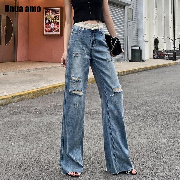 women's jeans unua amo high waist women frayed hole wide leg trousers 2021 stylish loose mopping denim pants size 26-32, Blue
women's jeans unua amo high waist women frayed hole wide leg trousers 2021 stylish loose mopping denim pants size 26-32, Blue