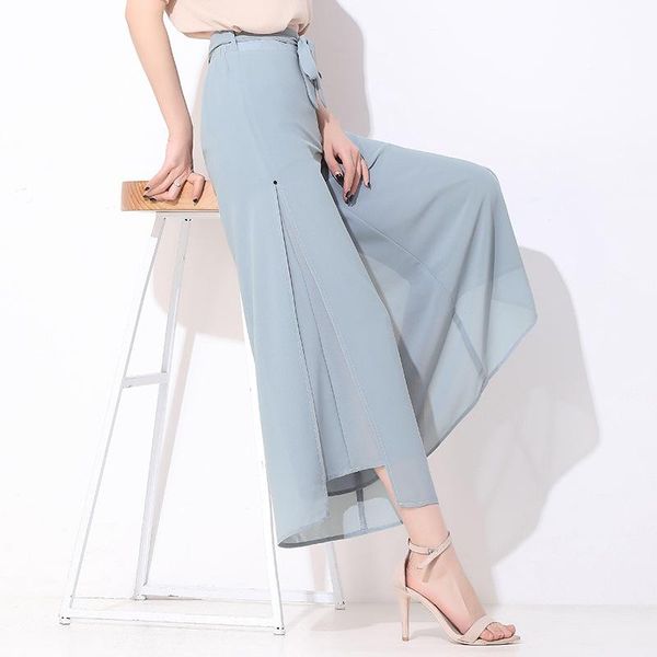 women's pants & capris high waist woman open fork wide-legged summer chiffon nine minutes slacks loose, Black;white
women's pants & capris high waist woman open fork wide-legged summer chiffon nine minutes slacks loose, Black;white