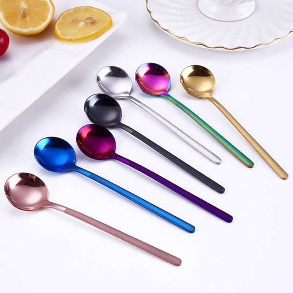 spoons 1pc stainless steel spoon round colorful ice cream long handle coffee mixing teaspoon home kitchen supplies
spoons 1pc stainless steel spoon round colorful ice cream long handle coffee mixing teaspoon home kitchen supplies