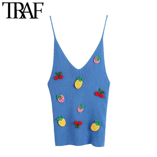 traf women fashion patchwork fruit embroidery ribbed tank vintage v neck thin straps female camis mujer 210415, White
traf women fashion patchwork fruit embroidery ribbed tank vintage v neck thin straps female camis mujer 210415, White