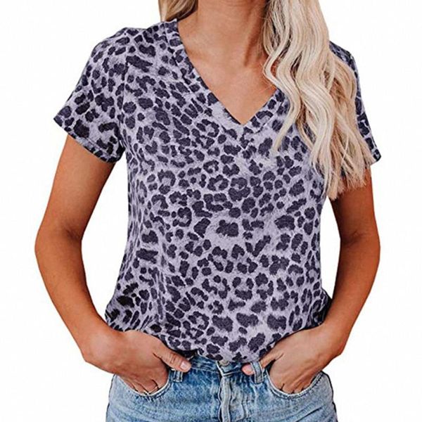 women's t-shirt summer leopard print women t shirt short-sleeved v-neck casual femme camisetas de mujer, White
women's t-shirt summer leopard print women t shirt short-sleeved v-neck casual femme camisetas de mujer, White