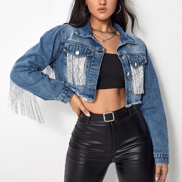 women's jackets women tassel denim jacket fashion solid long sleeve short motorcycle coat 2021 stitching distressed burr cowgirl s112, Black;brown
women's jackets women tassel denim jacket fashion solid long sleeve short motorcycle coat 2021 stitching distressed burr cowgirl s112, Black;brown