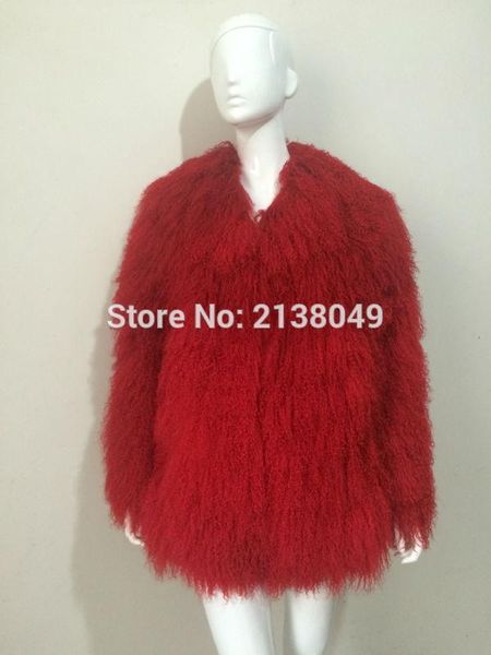 women's fur & faux sf0092 china supply mongolian lamb coats women with collar/, Black