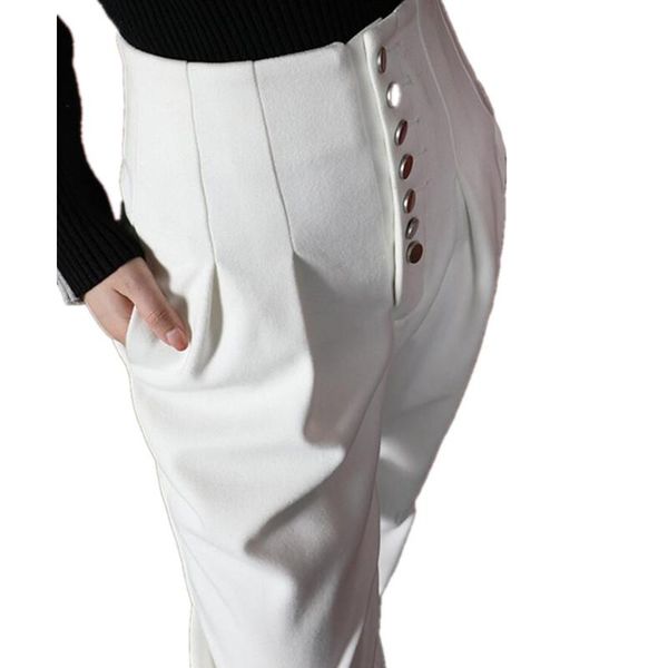 women's pants & capris 2021 winter fashion high waist woolen pant women single breasted loose warm harem plus size, Black;white
women's pants & capris 2021 winter fashion high waist woolen pant women single breasted loose warm harem plus size, Black;white