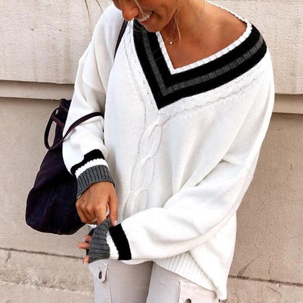 white y2k jumpers women oversizedboyfriend style stripe v neck twist 90s aesthetic knitwear autumn winter korean knit sweaters women's, White;black
white y2k jumpers women oversizedboyfriend style stripe v neck twist 90s aesthetic knitwear autumn winter korean knit sweaters women's, White;black